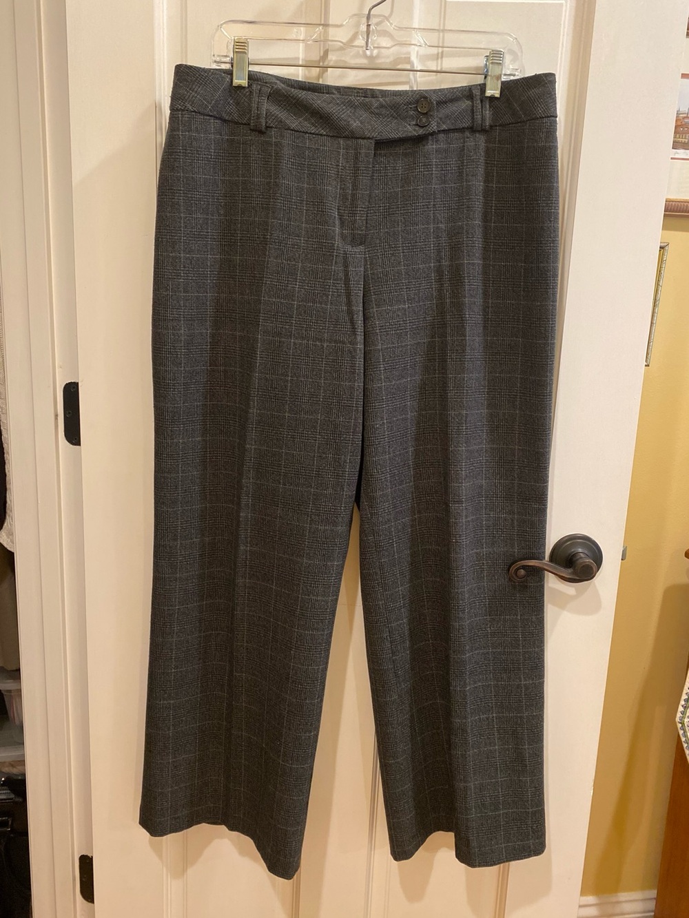 Dalia Collection Gray Plaid Dress Pants, womens 14 petite